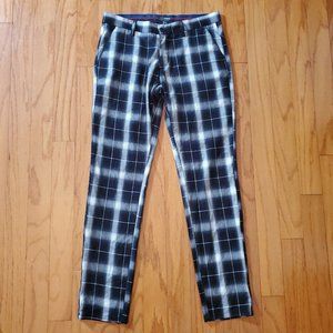 TR Premium Ricardo Pants Men 32 Slim Fit Plaid Black White Grey